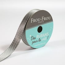 Bobinette Frou-Frou - 5 m x 9 mm - Satin pois - Ciel d'orage
