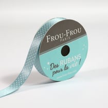 Bobinette Frou-Frou - 5 m x 9 mm - Satin pois - Eucalyptus