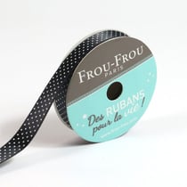 Bobinette Frou-Frou - 5 m x 9 mm - Satin pois - Noir de jais