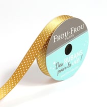Bobinette Frou-Frou - 5 m x 9 mm - Satin pois - Poussiere d'or