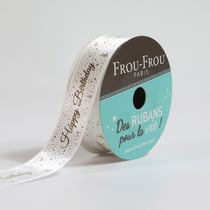 Bobinette Frou-Frou - 4 m x 16 mm - Satin thème - Neige
