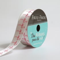 Bobinette Frou-Frou - 4 m x 16 mm - Satin thème - Neige