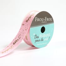 Bobinette Frou-Frou - 4 m x 16 mm - Satin thème - Petale de rose