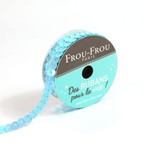 Bobinette Frou-Frou - 5 m x 6 mm - Sequins - Celeste