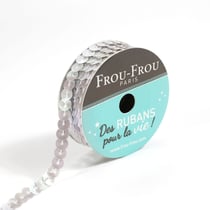 Bobinette Frou-Frou - 5 m x 6 mm - Sequins - Ivoire nacre
