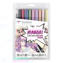 Lot de 10 feutres pinceau ABT à double pointe - Tombow - 10C-MANGA2 - Manga Shojo