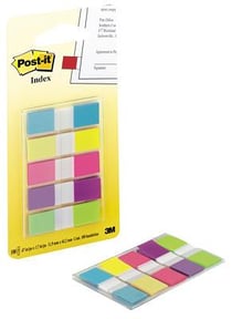 Marque-pages Post-it® Etroits couleurs néons - Lot 5 x 20
