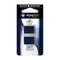 Aquarelle Daler Rowney - Aquafine - 1/2 godet - indigo et bleu de prusse