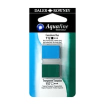 Aquarelle Daler Rowney - Aquafine - 1/2 godet - bleu de céruléum et turquoise transparent