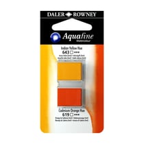 Aquarelle Daler Rowney - Aquafine - 1/2 godet - jaune indien et orange de cadmium