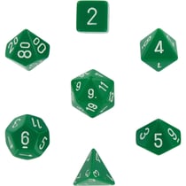 7 dés pour JDR Chessex - Opaque - Vert et blanc