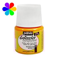 Pot 45 ml peinture tissu Pébéo Setacolor Daim - Bouton d'or - Transparent