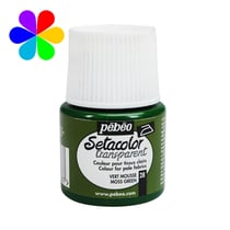 Pot 45 ml peinture tissu Pébéo Setacolor Daim - Vert mousse - Transparent