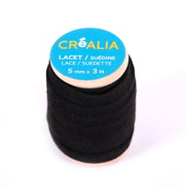 Lacet suédine 5 mm x 3 m Créalia - Noir