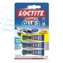 Lot de 3 tubes de colle liquide extra-forte - Super Glue-3 - Loctite - 3 x 1 g