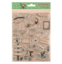 33 tampons transparents - Tropical green