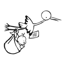 Tampon G - cigogne et bébé