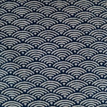 Coupon tissu - 45 x 55 cm - jap vagues indigo - fond ecru