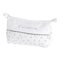Trousse de toilette à broder - blanc étoiles grises