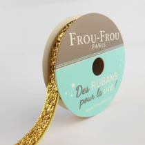 Bobinette Frou-Frou - 2 m x 9 mm - Velours - paillete Dore