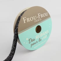 Bobinette Frou-Frou - 2 m x 9 mm - Velours - paillete Noir de jais
