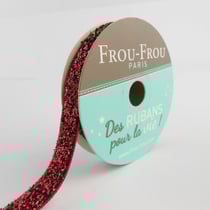 Bobinette Frou-Frou - 2 m x 9 mm - Velours - paillete Rubis eclatant