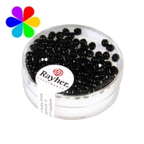 Perles verre irisée - noir 3mm 