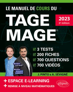 Le Manuel de Cours du TAGE MAGE – 3 tests blancs + 200 fiches de cours + 700 questions + 700 vidéos – éditions 2023