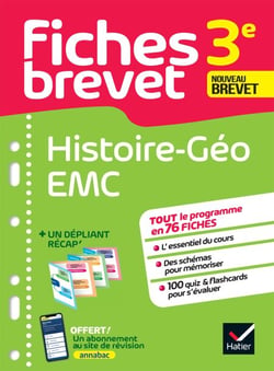 Fiches brevet - Histoire-Géographie EMC 3e Brevet 2027 - tout le programme en fiches de révision détachables