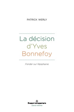 La décision d'Yves Bonnefoy - Fonder sur l'épiphanie
