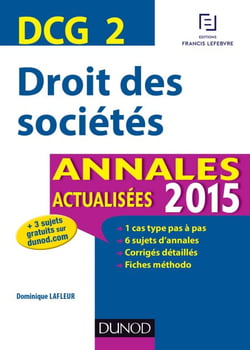 DCG 2 - Droit des sociétés 2015 - Annales actualisées