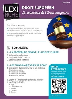 Droit européen - Le contentieux de l’Union européenne - Le contentieux de l’Union européenne