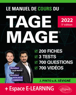 Le Manuel de Cours du TAGE MAGE – 3 tests blancs + 200 fiches de cours + 700 questions + 700 vidéos