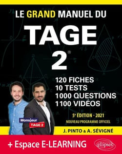 Le Grand Manuel du TAGE 2 – 10 tests blancs + 120 fiches de cours + 1000 vidéos – Édition 2021
