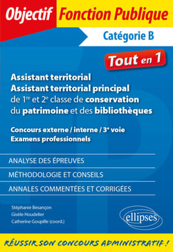 Assistant territorial. Assistant territorial principal de 1re et 2e classe de conservation du patrimoine et des bibliothèques.  Concours externe / interne /  3e voie / Examens professionnels - Catégorie B
