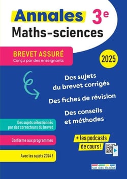 Brevet Assuré : Annales Maths-Sciences - 3e - Édition 2025