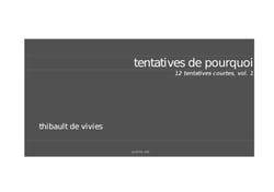 Tentatives de pourquoi, 12 tentatives courtes - variations et récit sur l’idée des "tentatives de pourquoi"