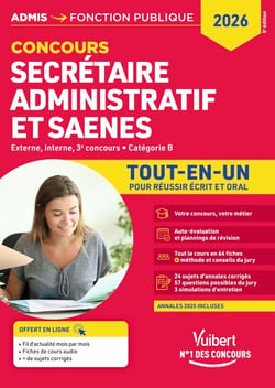 Concours Secrétaire administratif et SAENES - Catégorie B - Tout-en-un - Externe et interne - Concours 2026 - Tout le cours en audio