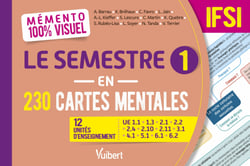Mémento 100% visuel Le semestre 1 en 230 cartes mentales IFSI - 12 unités d'enseignement : UE 1.1, 1.3, 2.1, 2.2, 2.4, 2.10, 2.11, 3.1, 4.1, 5.1, 6.1, 6.2