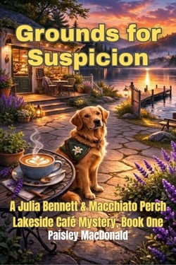 Grounds for Suspicion: A Small-Town Cozy Mystery of Coffee, Courage, and a Dog Who Knows - A Julia Bennett &amp; Macchiato Perch Lakeside Café Mystery, #1