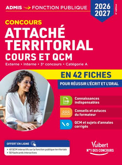 Concours Attaché territorial en 42 fiches 2026-2027 - Cours et QCM - Externe et interne - Catégorie A