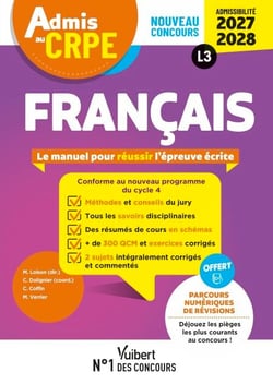Admis au CRPE 2027-2028 - Français : Epreuve écrite d’admissibilité L3 - Toutes les clés de la réussite