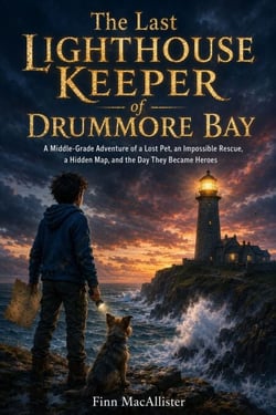 The Last Lighthouse Keeper of Drummore Bay - A thrilling middle-grade adventure about a boy and his dog, a hidden map, an impossible rescue, family legacy, courage in a storm, and the day two unlikely heroes saved their whole village