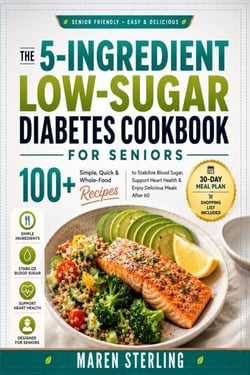 The 5-Ingredient Low-Sugar Diabetes Cookbook for Seniors - Simple, Quick &amp; Whole-Food Recipes to Stabilize Blood Sugar, Support Heart Health &amp; Enjoy Delicious Meals After 60 + 30-Day Meal Plan &amp; Shopping List