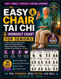 The Easy Chair Tai Chi &amp; Workout Chart for Seniors - A Safe 10-Minute Seated Indoor Routines to Improve Balance, Reduce Falls, Relieve Joint Pain, and Boost Daily Mobility in 28 Days.