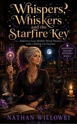 Whispers, Whiskers and the Starfire Key: Addictive Cozy Midlife Witch Mystery with a Talking Cat Familiar (Moonstone Hollow Mysteries Book 2) - Moonstone Hollow Mysteries, #2