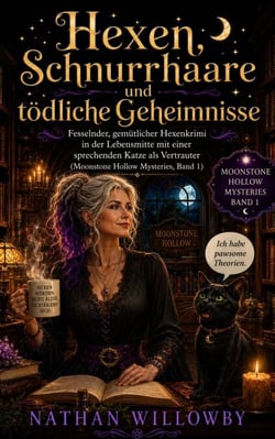 Hexen, Schnurrhaare und tödliche Geheimnisse: Fesselnder, gemütlicher Hexenkrimi in der Lebensmitte mit einer sprechenden Katze als Vertrauter (Moonstone Hollow Mysteries, Band 1) - Moonstone Hollow Mysteries, #1
