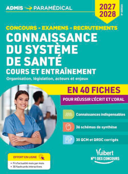 Connaissance du système de santé - Cours et entraînement en 40 fiches - 2027-2028 - Concours, examens et recrutements - Fonction publique hospitalière - Catégories A, B et C