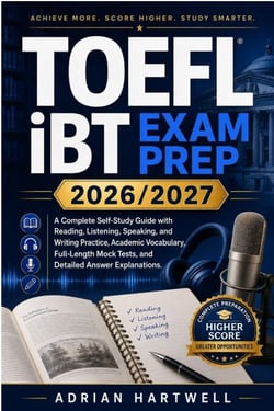 TOEFL IBT  EXAM PREP 2026/2027 - A Complete Self-Study Guide with Reading, Listening, Speaking, and Writing Practice, Academic Vocabulary, Full-Length Mock Tests, and Detailed Answer Explanations