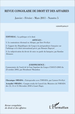 Revue congolaise de droit des affaires N° 5 - Janvier février mars 2011